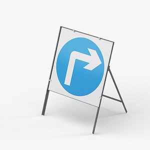 3D model Turn Right Ahead Square Road Sign