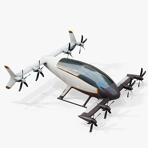 3D Flying Taxi eVTOL PBR 10