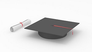 Mortarboard And Scrolls 3D