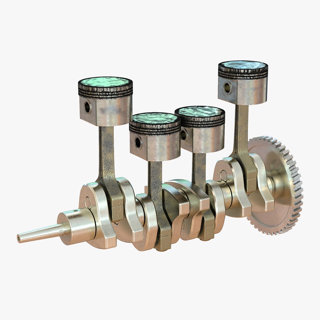 Engine Piston and Crankshaft 3D model preview