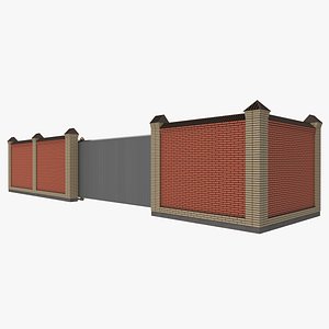 Tall Brick Fence with Sliding Gate