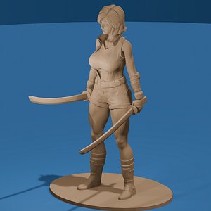 3D Chinese Modern Sword Fighter Woman