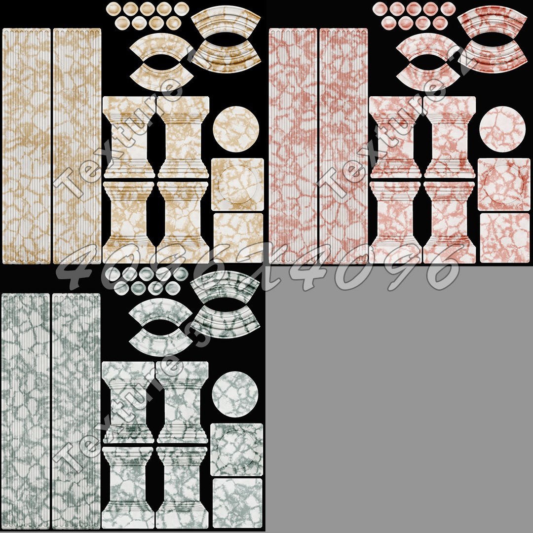 3d Model Of Column 03 3 Colors