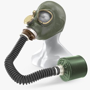 3D green gas mask long model