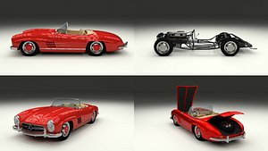 3d mercedes 300sl roadster modeled