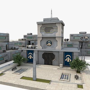 Modular Sci-Fi Colony Pack - City Center and Houses