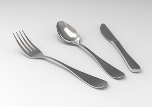3D model stainless steel cutlery