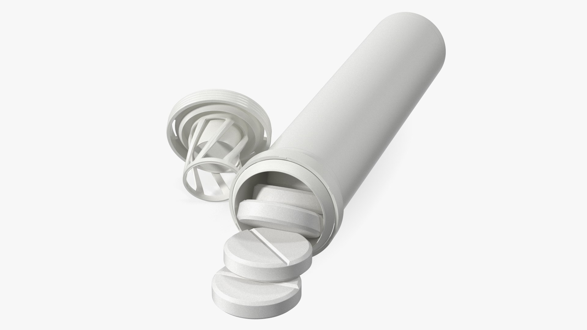 Tube Effervescent Packaging 25 Tabs Open 3D model preview