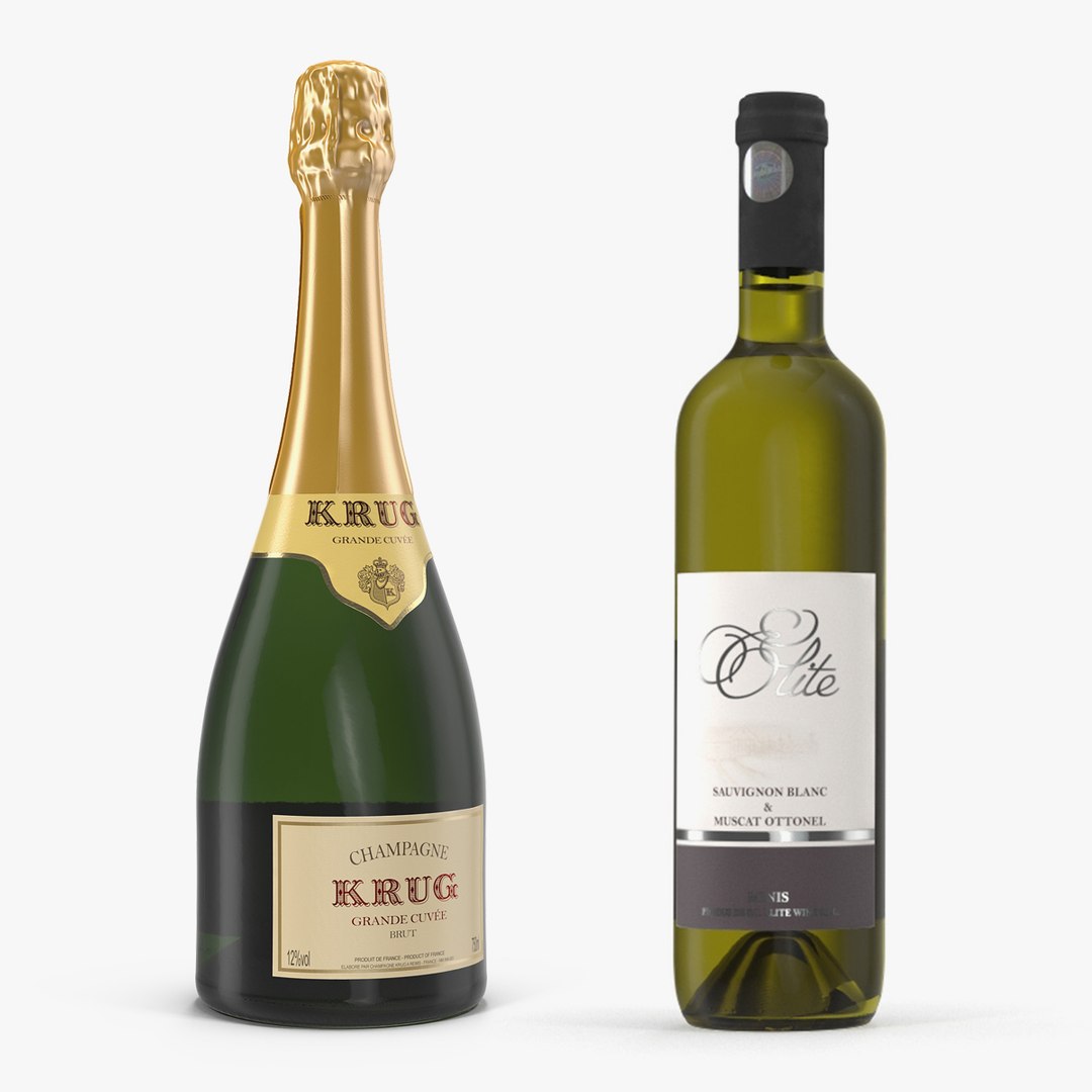 Champagne and Wine Bottles 3D Models Collection 3D model preview