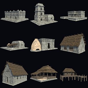 BUILDING AZTEC MAYAN INCA STONE HOUSE TEMPLE COLLECTION