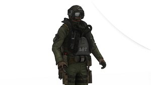 Elite Fighter Pilot 3D Rigged Game Ready Military Jet Suit model