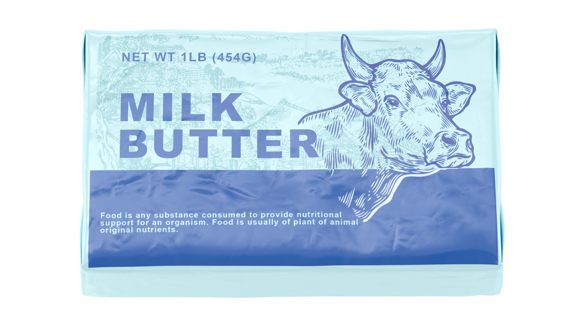 Wrapped Unsalted Cow Milk Butter 3D model https://p.turbosquid.com/ts-thumb/NL/B64U2z/4a/wrappedunsaltedcowmilkbutter3dsmodel011/jpg/1619409242/1920x1080/fit_q87/0527700057b8bb8d57ecb7561c78cd9683e310bf/wrappedunsaltedcowmilkbutter3dsmodel011.jpg