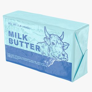 Wrapped Unsalted Cow Milk Butter 3D model