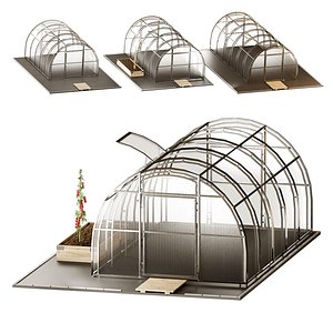 3D model Set Of Arched Greenhouses 6m 5m 4m 3D model