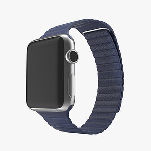 Apple Watch 38mm Magnetic Closure Blue Leather Loop 3D Model