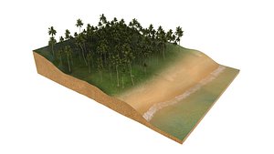 3d illustration of piece of tropical beach with palm trees isolated