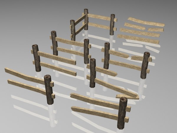 Free Pack Wooden Fences Modular 3d Model