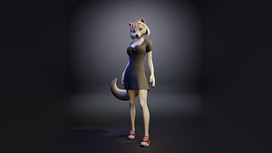 White fox Alba low poly rigged character Low-poly 3D model 3D