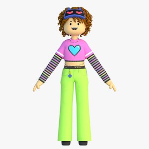 Minimal Cartoon Female Character 3D model