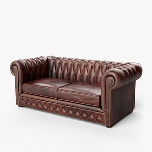 3D Chesterfield Leather Sofa model