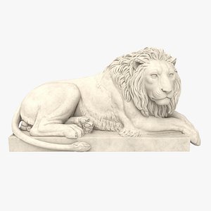 Marble Recumbent Lion 3D Model
