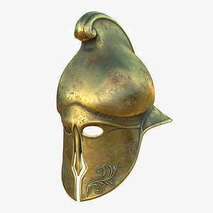 3D helmet greek brass model