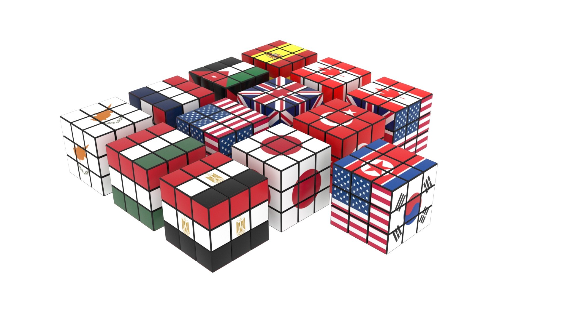 Rubiks Cubes With Flags Set Model TurboSquid 1846245