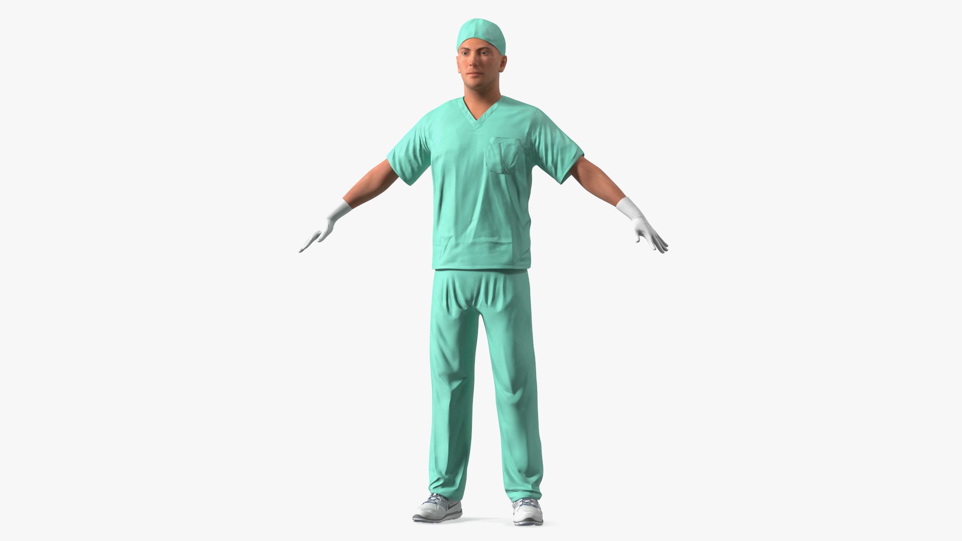 Asian Doctor wearing Gloves 3D model preview