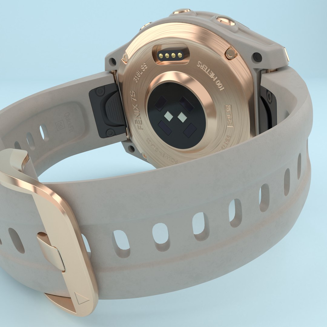 Garmin Fenix 7S Solar Rose Gold Sports Watch With Slate White Silicone