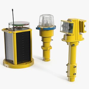 3D Airport Runway Light Set with Navigation Lamps