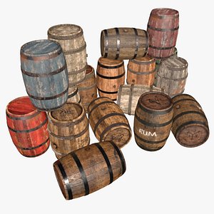 barrel wooden industrial 3D model