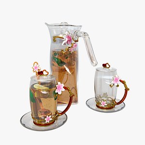 Handmade tea set collection 3D model