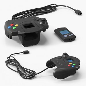 3D Retro Game Controller with Cable Black