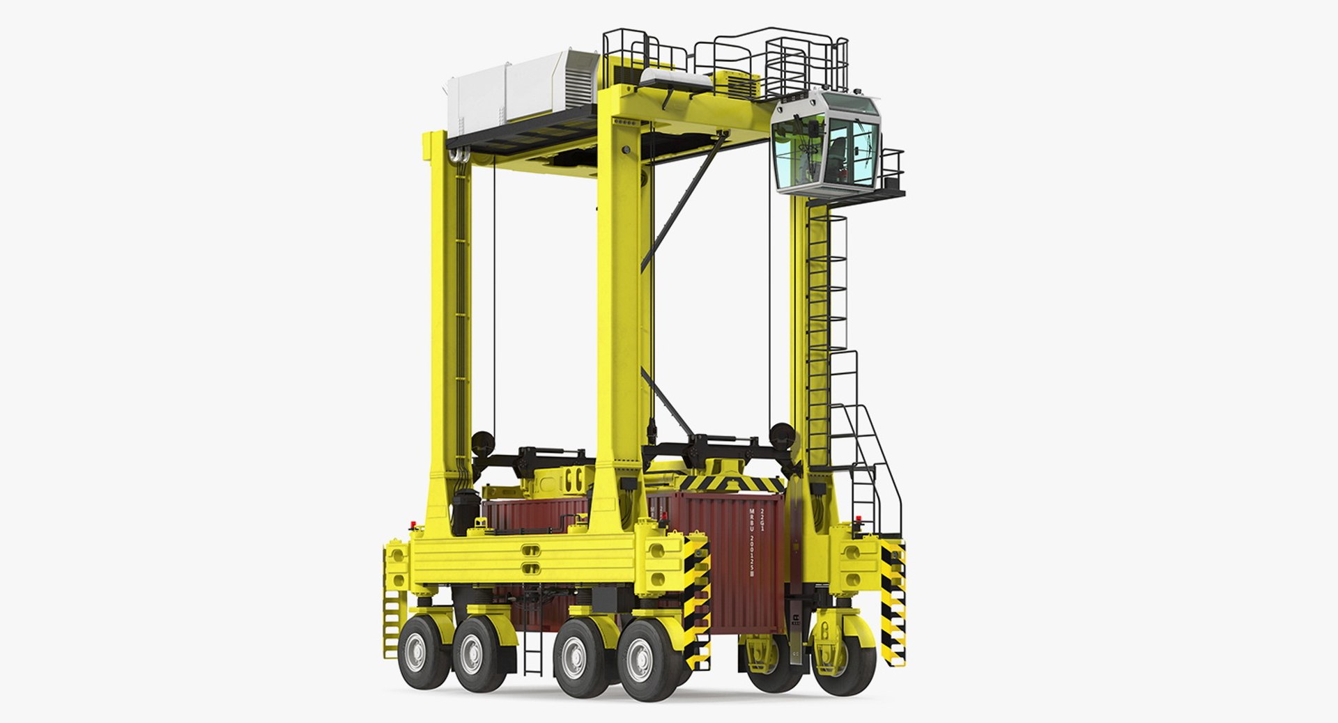 Straddle Carrier with 20ft ISO Container Rigged 3D Model 3D model preview