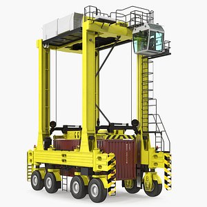 Straddle Carrier with 20ft ISO Container Rigged 3D Model
