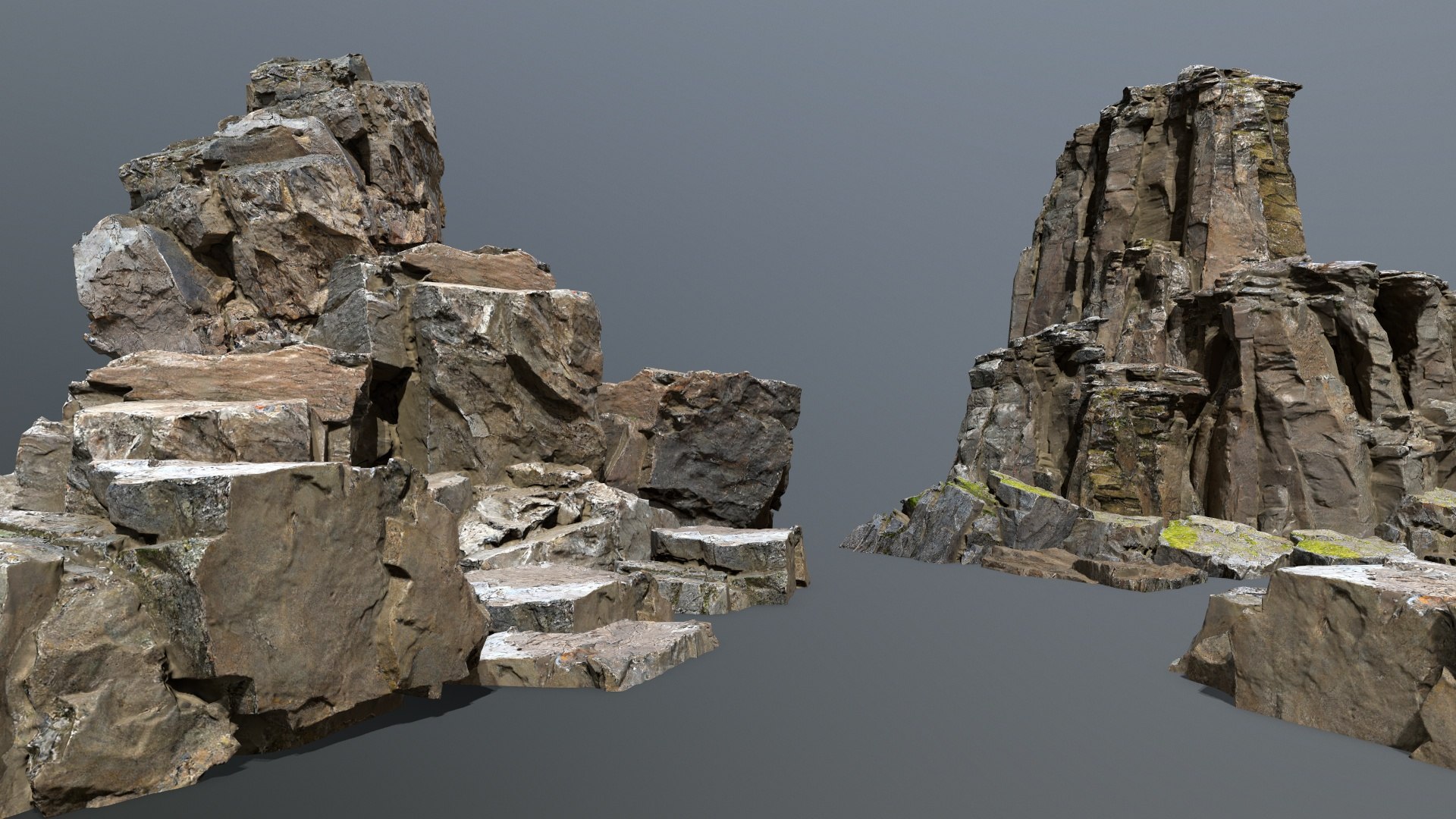 Mossy Rock Set 3D Model - TurboSquid 2419570