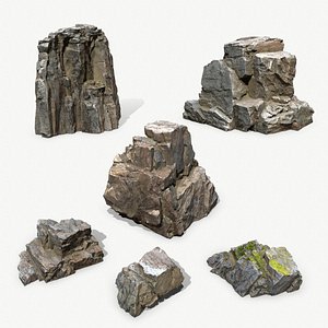 Mossy Rock Set 3D model