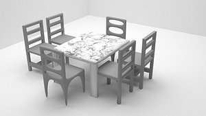 3D Modern Dining Table Set