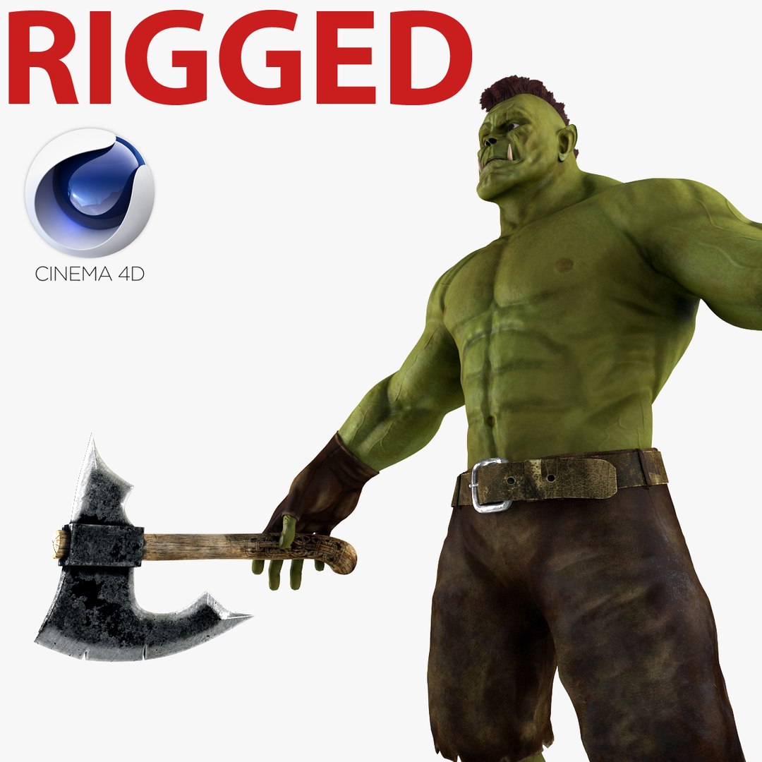 Orc Rigged for Cinema 4D 3D model preview