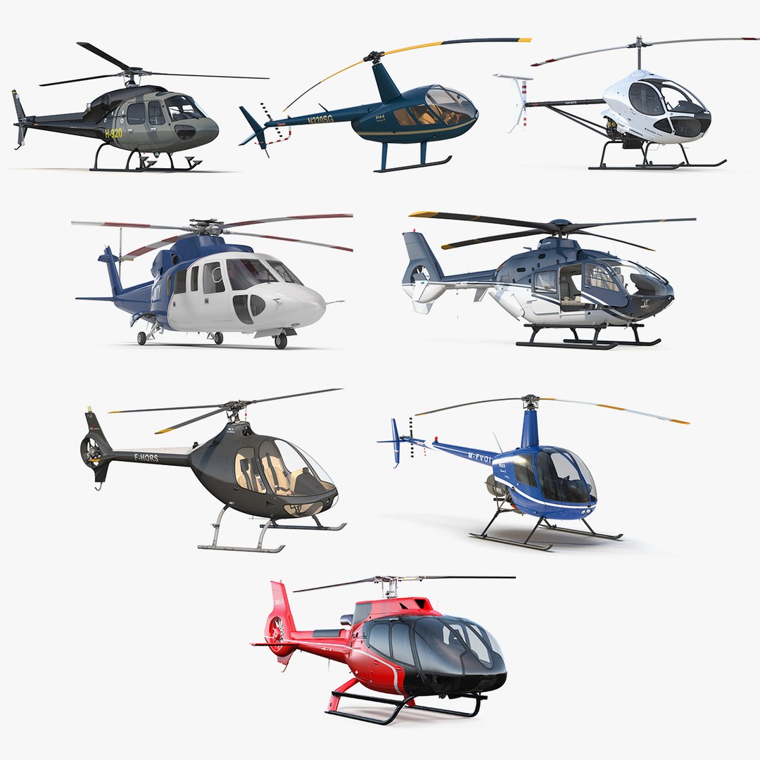 Rigged Private Helicopters Collection 6 3D model preview