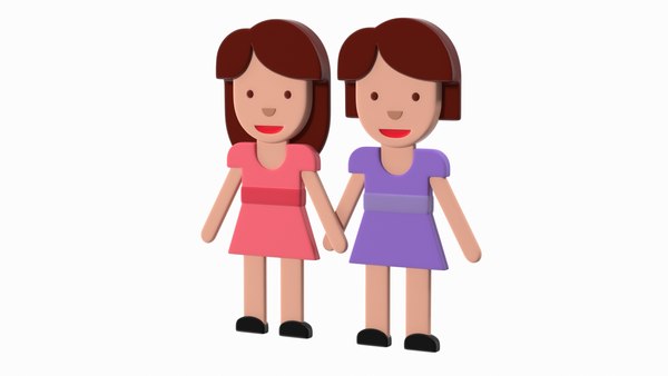 3d Women Holding Hands Emoji Model Turbosquid
