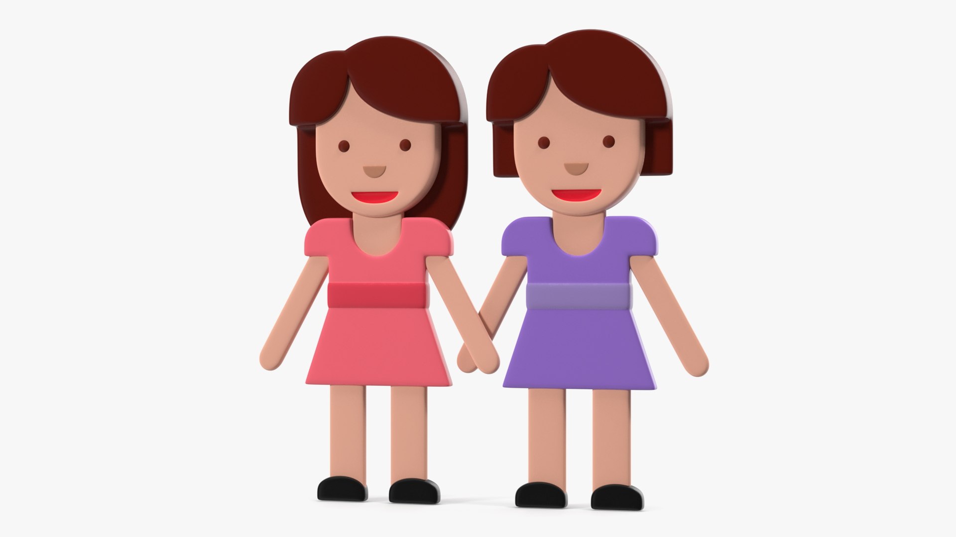 Women Holding Hands Emoji 3D model preview