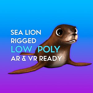 3D Cartoon Sea Lion LOW-POLY RIGGED