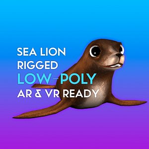 3D Cartoon Sea Lion LOW-POLY RIGGED
