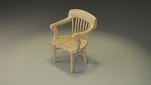 Wooden Chair Old Vintage Low-poly 3D model 3D model