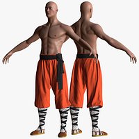 Shaolin monk - Game Ready Character Low-poly 