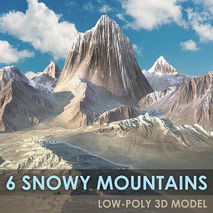 6 SNOWY MOUNTAINS SET Low-poly 3D model