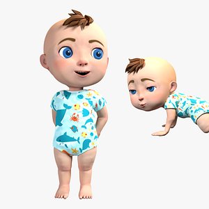 cartoon baby rigged 3D model