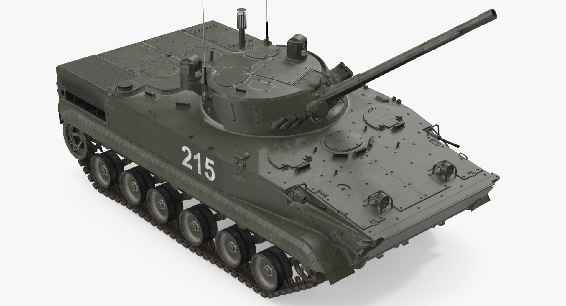 Russian Armored Vehicle BMP-3 Green Rigged 3D Model 3D model preview
