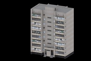 9 floor brick tenement 3d 3ds